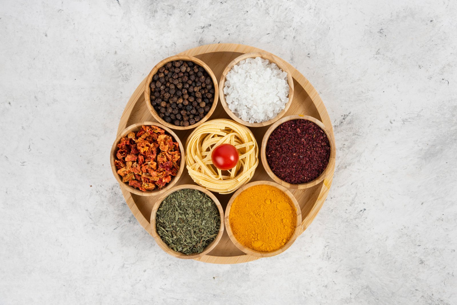pasta and cherry tomatoes with variety of spices and herbs